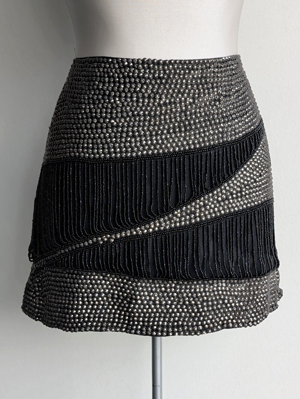 NWT Parker Black Studded & Beaded Mini Skirt